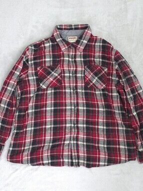 Wrangler Plaid Flannel Button Up Long Sleeve Top Mens 2XL